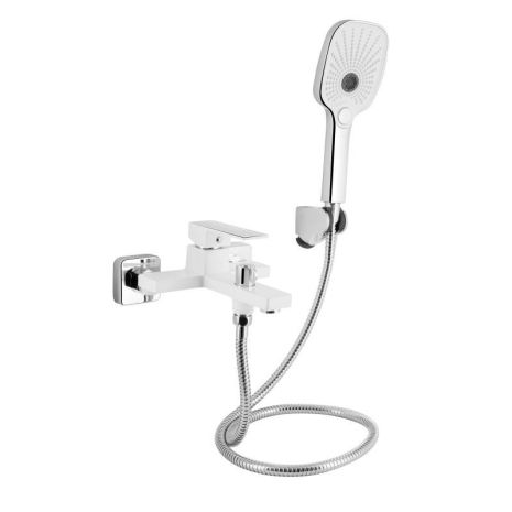 Змішувач для ванни Gemini (з душовим гарнітуром) QTGEM259CRW45683 Chrome/White Qtap