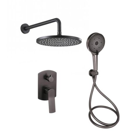 Душевая система универсальная Qtap Slavonice скрытого монтажа на два потребителя QTSLA113GMB45899 Gunmetal