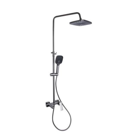 Душевая система универсальная Qtap Gemini на три потребителя (с изливом) QTGEM111GMB45688 Gunmetal Black PVD