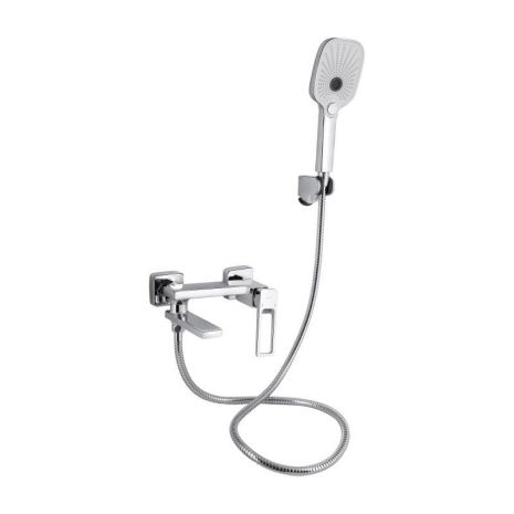 Змішувач для ванни Gemini Loop з поворотним виливом (з душовим гарнітуром) QTGEM260CRM45701 Chrome Qtap