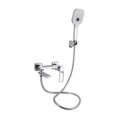 Змішувач для ванни Gemini Loop з поворотним виливом (з душовим гарнітуром) QTGEM260CRM45701 Chrome Qtap