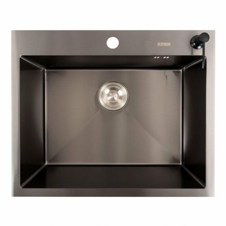 Кухонна мийка 60*50 PVD чорна Platinum Handmade (сифон круглий, 3,0/0,8)