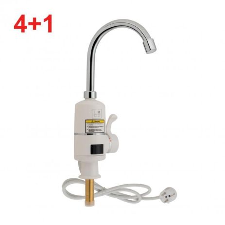 Акционный набор Lidz Warm (4+1): Проточный кран-водонагреватель кухонный (95 00 056) White / Chrome