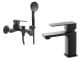 Набор смесителей для ванной 2 в 1 Haiba Kubus 009 Euro Black + Haiba Kubus 001 Black