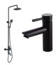 Набор смесителей 2 в 1 Душевая колонна Mixxus SUS-009-J Black и смеситель для умывальника SUS 001 A Black