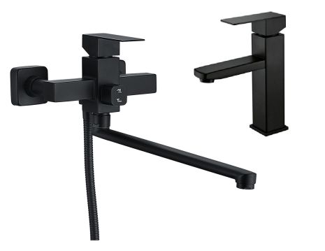 Набор смесителей для ванны 2 в 1 Mixxus Kub 006 Euro Black + Mixxus Kub 001 Black