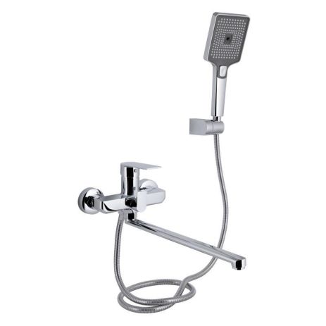 Змішувач для ванни Qtap Aries з довгим поворотним виливом (з душовим гарнітуром) QTARI2601CRM45558 Chrome Змішувач для ванни Qtap Aries з довгим поворотним виливом (з душовим гарнітуром) QTARI2601CRM45558 Chrome