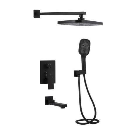 Душевая система универсальная Qtap Gemini скрытого монтажа на три потребителя QTGEM114BLM45703 Black Matt