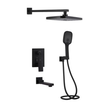 Душова система універсальна Qtap Gemini прихованого монтажу на три споживачі QTGEM114BLM45703 Black Matt