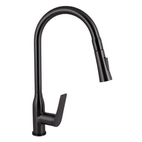 Змішувач для кухні Vlasta New з висувним виливом QTVLA344GMB45647 Gunmetal Black PVD Qtap