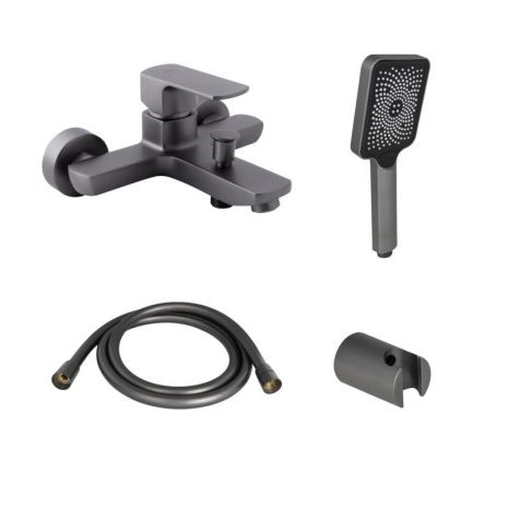 Комплект Qtap Lipno: Смеситель для ванны QTNH3023101DG + Душевой комплект