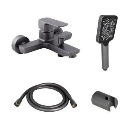 Комплект Qtap Lipno: Смеситель для ванны QTNH3023101DG + Душевой комплект