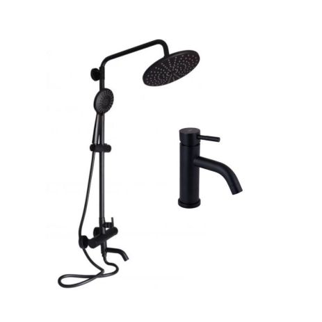 Комплект смесителей Lidz Aria Black: Душевая система LDARI1031BLA43370 + Смеситель для раковины Комплект смесителей Lidz Aria Black: Душевая система LDARI1031BLA43370 + Смеситель для раковины