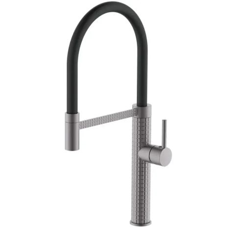 Змішувач для кухні латунний з гнучким виливом Premium Oliwer 017 GRAPHITE REFL.BLACK графіт