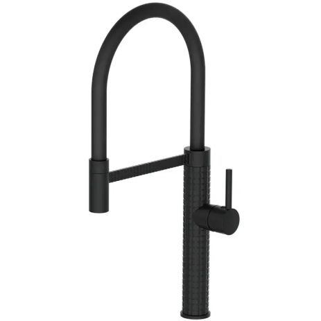 Змішувач для кухні з гнучким виливом латунний Premium Oliwer 017 BLACK REFL.BLACK чорний