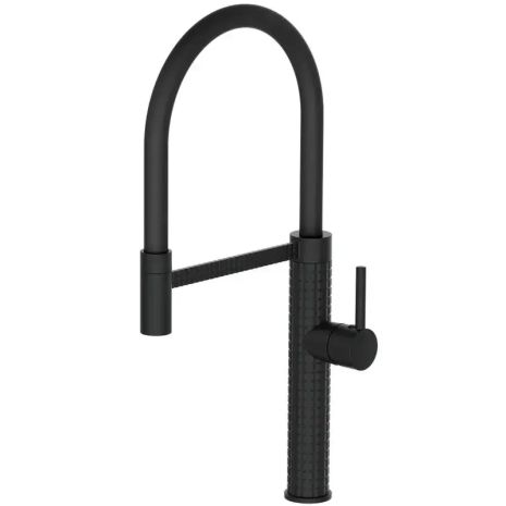 Змішувач для кухні з гнучким виливом латунний Premium Oliwer 017 BLACK REFL.BLACK чорний