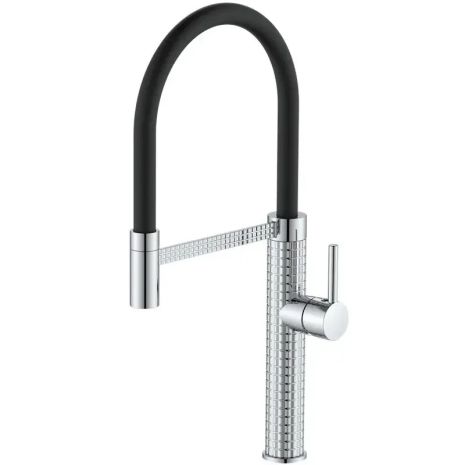 Змішувач для кухні з гнучким силіконовим виливом OLIWER 017 REFL.BLACK хром