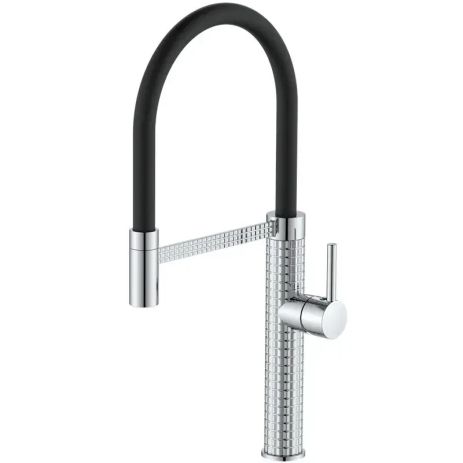 Змішувач для кухні з гнучким силіконовим виливом OLIWER 017 REFL.BLACK хром