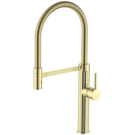 Змішувач для кухні з гнучким виливом латунь SPARK 017 GOLD золото