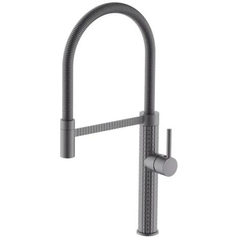 Змішувач для кухні з гнучким виливом латунь SPARK 017 GRAPHITE графіт
