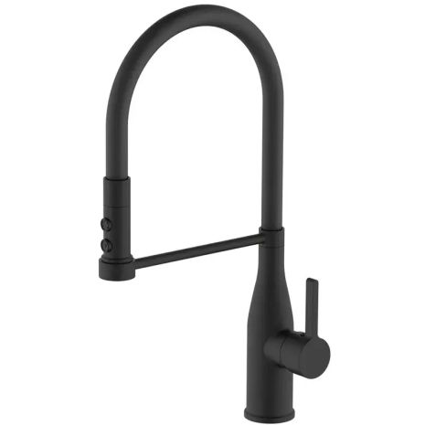 Змішувач для кухні латунний з гнучким виливом Німеччина MiX SUMMER 017 BLACK REFL. BLACK чорний