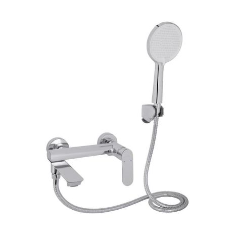 Змішувач для ванни Qtap Evia з поворотним виливом (з душовим гарнітуром) QTEVI260CRM47578 Chrome