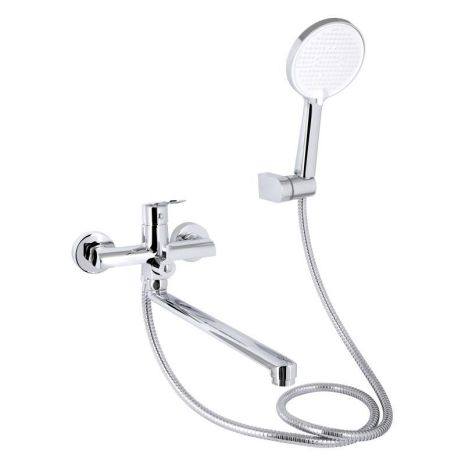 Змішувач для ванни Qtap Evia з довгим поворотним виливом (з душовим гарнітуром) QTEVI260CRM47579 Chrome