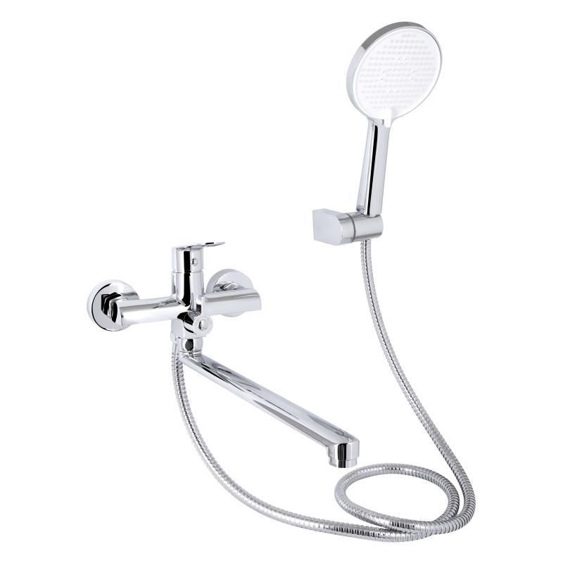 Змішувач для ванни Qtap Evia з довгим поворотним виливом (з душовим гарнітуром) QTEVI260CRM47579 Chrome Змішувач для ванни Qtap Evia з довгим поворотним виливом (з душовим гарнітуром) QTEVI260CRM47579 Chrome