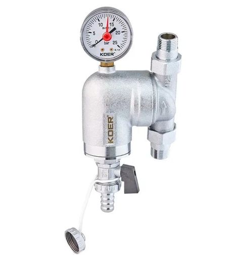 Фільтр тонкого очищення з поворотним з'єднанням та манометром Чехія KR.1240 - 1/2"