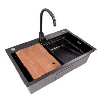 Кухонна мийка CM 75*46B PVD чорного кольору (Work station) Valeso Handmade