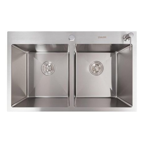 78*48 Мийка на дві чаші нержавійка Valeso Handmade (круглий сифон,3.0/0.8) 78*48 Мийка на дві чаші нержавійка Valeso Handmade (круглий сифон,3.0/0.8)