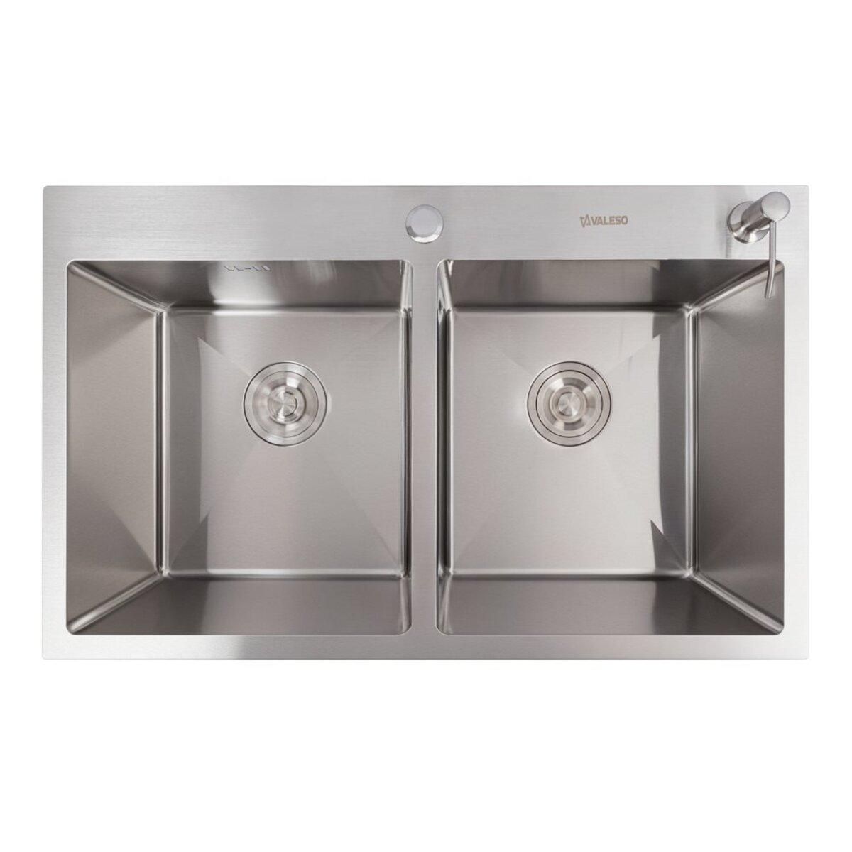 Кухонна мийка нержавійка 78*48 VALESO Handmade на дві чаші (3.0/0.8) Кухонна мийка нержавійка 78*48 VALESO Handmade на дві чаші (3.0/0.8)