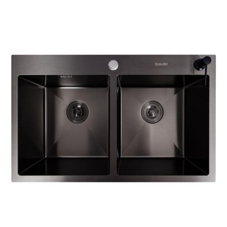 78*48 Мийка на дві чаші PVD чорна Valeso Handmade (3.0/0.8) 78*48 Мийка на дві чаші PVD чорна Valeso Handmade (3.0/0.8)