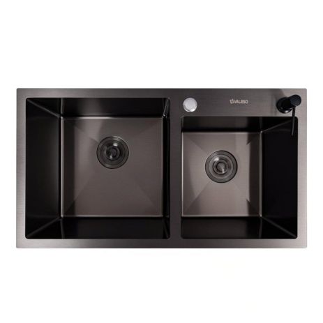 Двойная кухонная мойка 78*43 PVD черная VALESO Handmade (3.0/0.8)