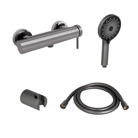 Комплект для душевой комнаты Qtap Robin Black Chrome: Смеситель QTROB4060102K + Держатель QT829910842854GRP + Комплект для душевой комнаты Qtap Robin Black Chrome: Смеситель QTROB4060102K + Держатель QT829910842854GRP +