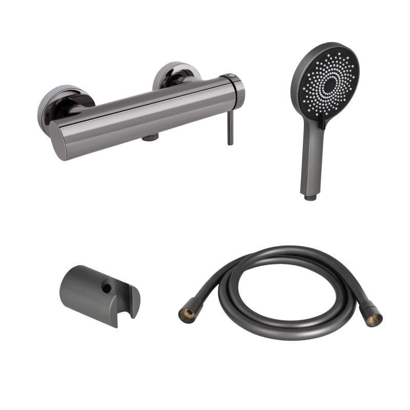 Комплект для душевой комнаты Qtap Robin Black Chrome: Смеситель QTROB4060102K + Держатель QT829910842854GRP + Комплект для душевой комнаты Qtap Robin Black Chrome: Смеситель QTROB4060102K + Держатель QT829910842854GRP +