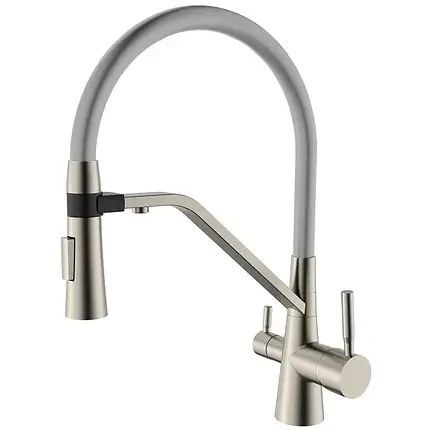 Змішувач для кухні латунний з гнучким виливом та під фільтр MAGNET 021 SS COLOR REFL.GREY Змішувач для кухні латунний з гнучким виливом та під фільтр MAGNET 021 SS COLOR REFL.GREY