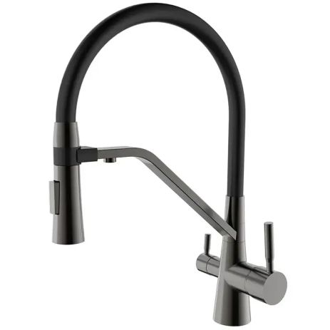 Змішувач для кухні з гнучким виливом та під осмос МAGNET 021 GRAPHITE REFL.BLACK (графіт)