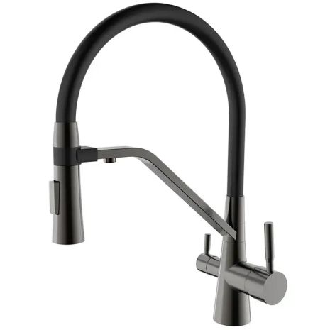 Змішувач для кухні з гнучким виливом та під осмос МAGNET 021 GRAPHITE REFL.BLACK (графіт)