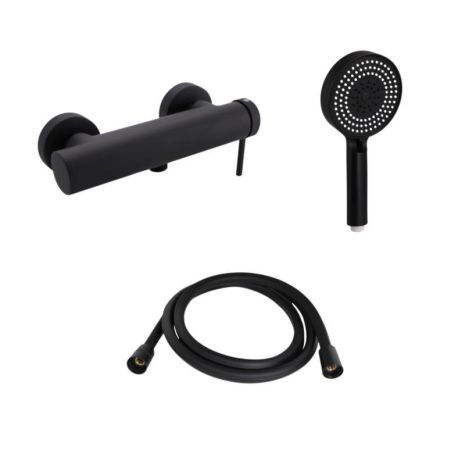 Комплект Qtap Robin Black Matt: Смеситель QTROB4060102B + Держатель QT829910842854OB + Шланг QTHADPVCSQ160B +