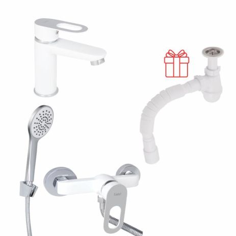 Комплект для Ванной Latwa: Смеситель для раковины LDLAT001WHI45423 + Смеситель для Ванной LDLAT010WHI45426