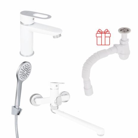 Комплект для Ванной Latwa: Смеситель для раковины LDLAT001WHI45423 + Смеситель для Ванной LDLAT005WHI45425