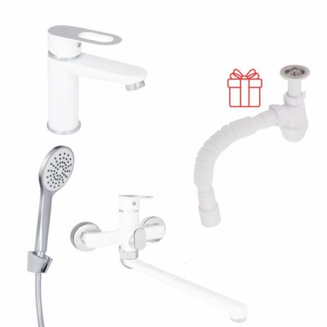 Комплект для Ванной Latwa: Смеситель для раковины LDLAT001WHI45423 + Смеситель для Ванной LDLAT005WHI45425