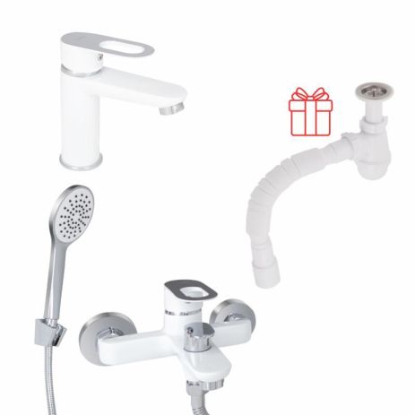 Комплект для Ванной Latwa: Смеситель для раковины LDLAT001WHI45423 + Смеситель для Ванной LDLAT006WHI45424