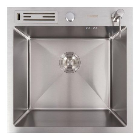 Кухонна нержавійка мийка 50*50 Valeso Handmade з підставкою для ножів (3,0/0,8)