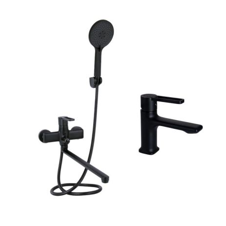 Комплект смесителей Qtap Taurus: Смеситель для ванны QTTAU260BLM45664 + Смеситель для раковины