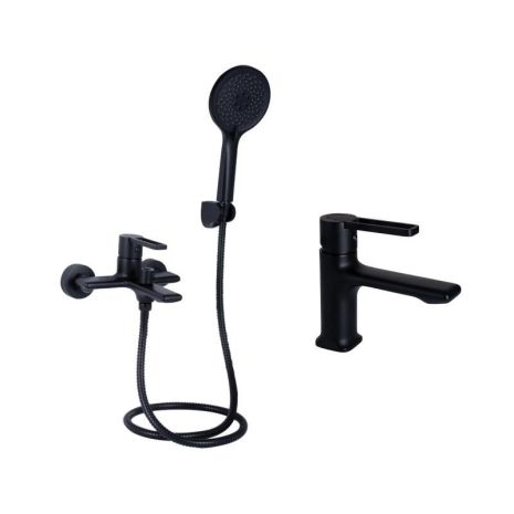 Комплект смесителей Qtap Taurus: Смеситель для ванны QTTAU259BLM45662 + Смеситель для раковины