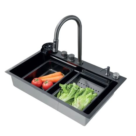 Мийка для кухні ВОДОСПАД ZH7546-SET-01 NANO-BLACK з вбудованим змішувачем Мийка для кухні ВОДОСПАД ZH7546-SET-01 NANO-BLACK з вбудованим змішувачем