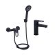 Комплект смесителей Lidz Latwa Black: Смеситель для раковины LDLAT001BLA45418 + Смеситель для душа
