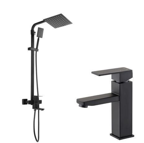 Душевая колонна из нержавейки Mixxus KUB-009-J Black + Смеситель для умывальника Mixxus KUB-001 Black Германия Душевая колонна из нержавейки Mixxus KUB-009-J Black + Смеситель для умывальника Mixxus KUB-001 Black Германия